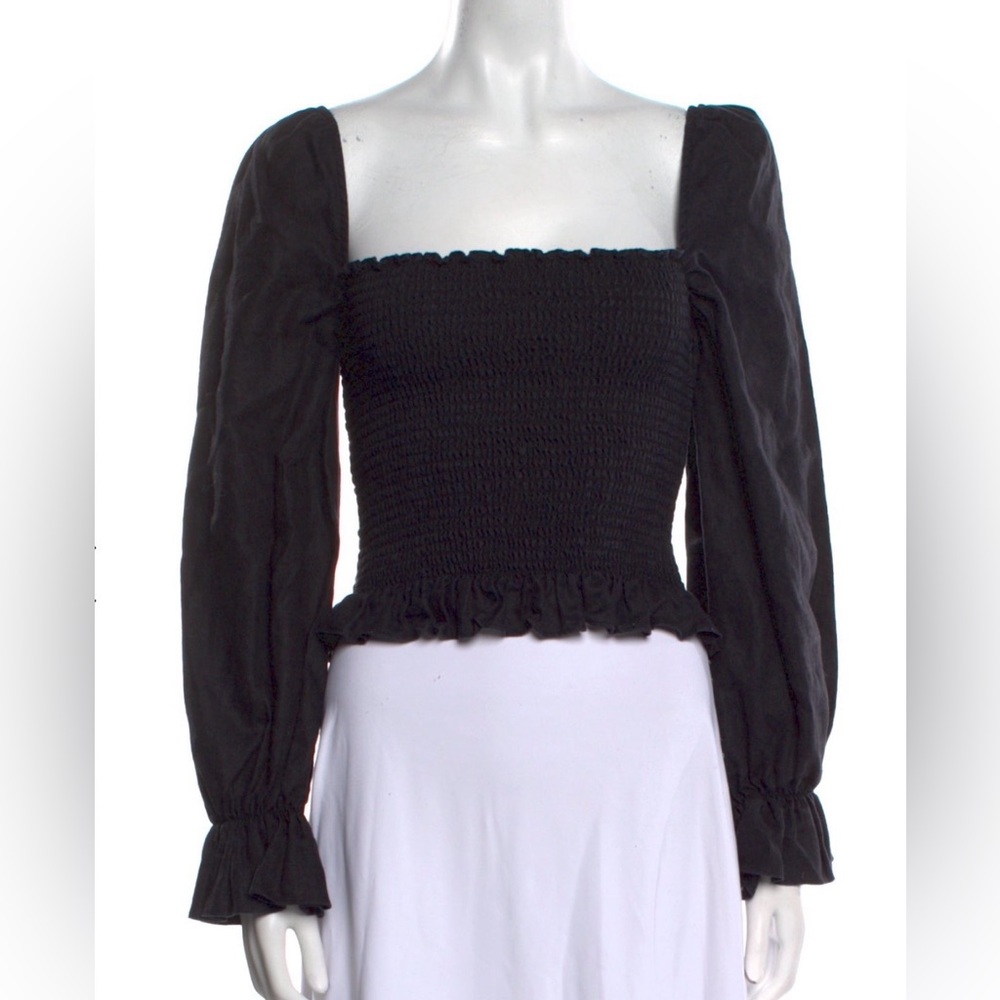 Reformation Black Linen Crop Top | Size M | Very Good Condition